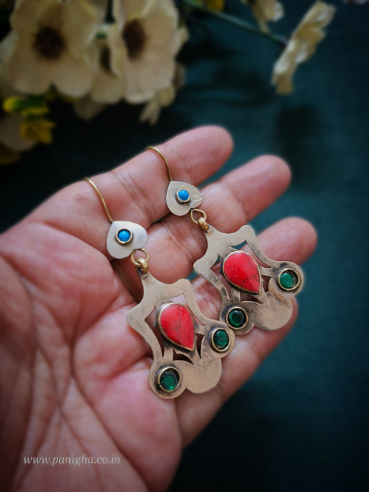 Naqsh-e-Gul Turkmen Earrings (Red)