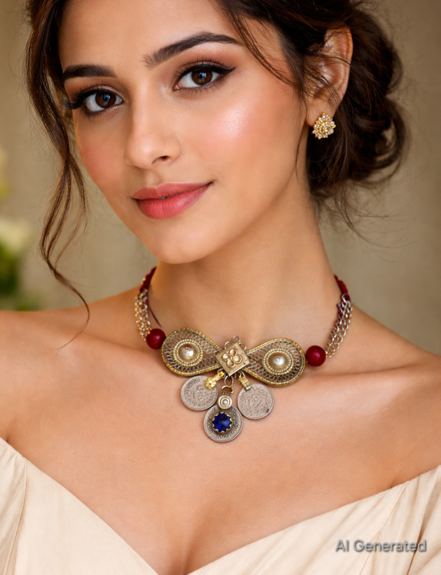 Afghan Vintage Hair Pin Choker