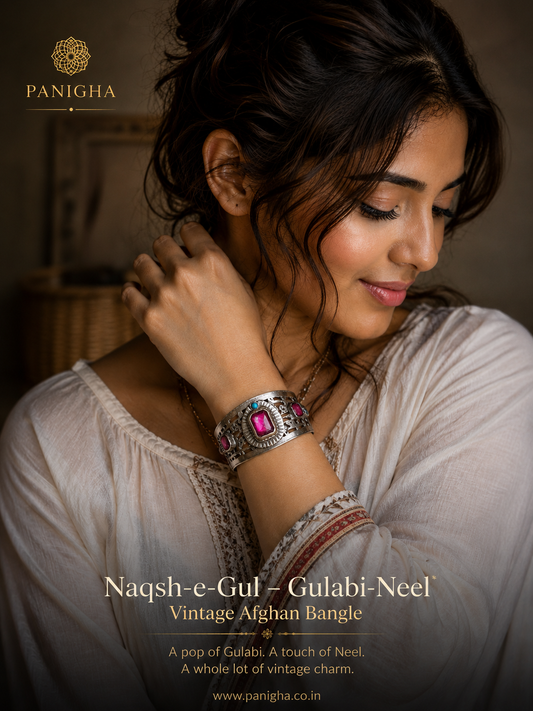 Naqsh-e-Gul — Gulabi-Neel — Vintage Afghan Bangle