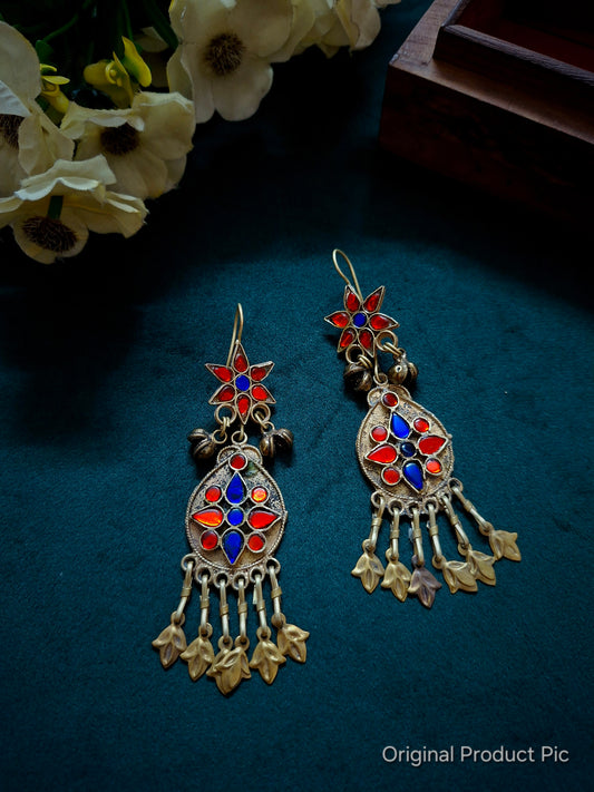 Surkh-o-Neel Afghan Earrings