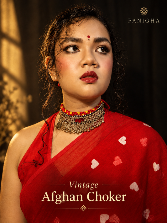 Shahana — Vintage Afghan Statement Choker (Red & Yellow)