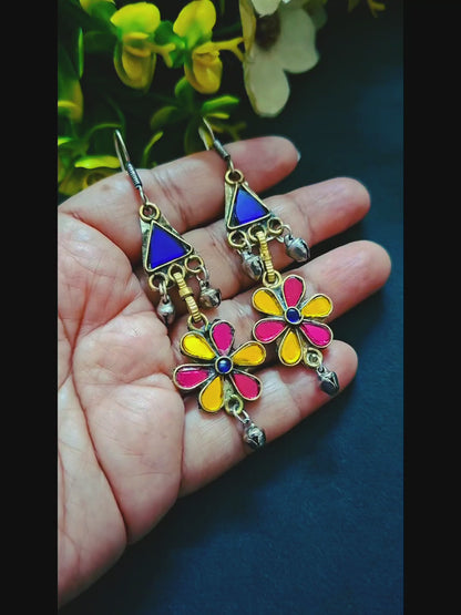 Desert Flower Triangle Earrings