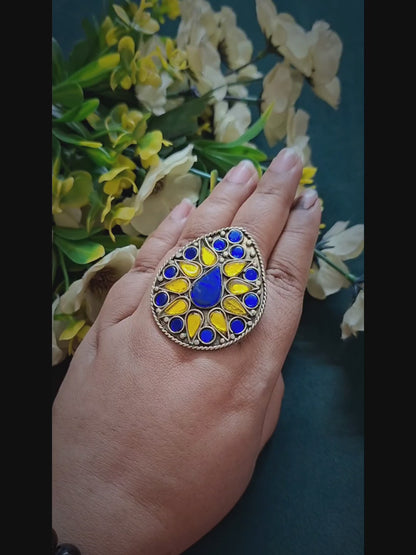 Neela Pila Afghan Statement Ring