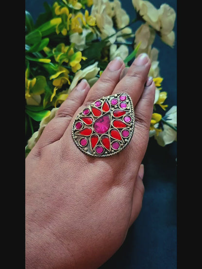 Surkh Gulabi Afghan Statement Ring