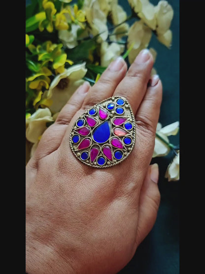 Neel Gulabi Afghan Statement Ring