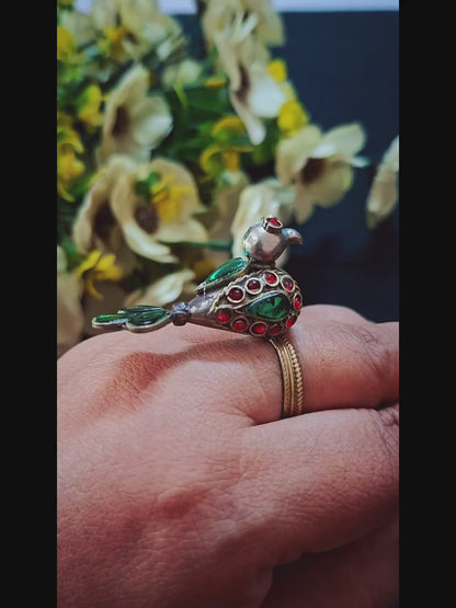Afghan Bird Ring (Green & Red)