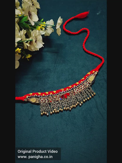 Shahana — Vintage Afghan Statement Choker (Red & Yellow)