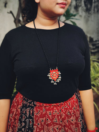 Red Lotus Glass Pendant