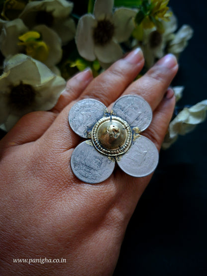 Sikka Phool Vintage Afghan Coin Ring