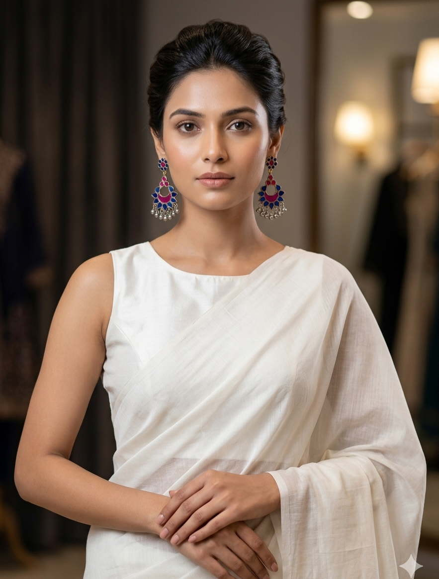 Gulabi-Neel Afghan Earrings