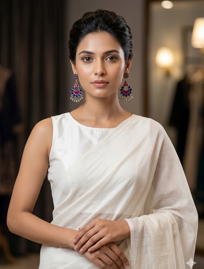 Gulabi-Neel Afghan Earrings
