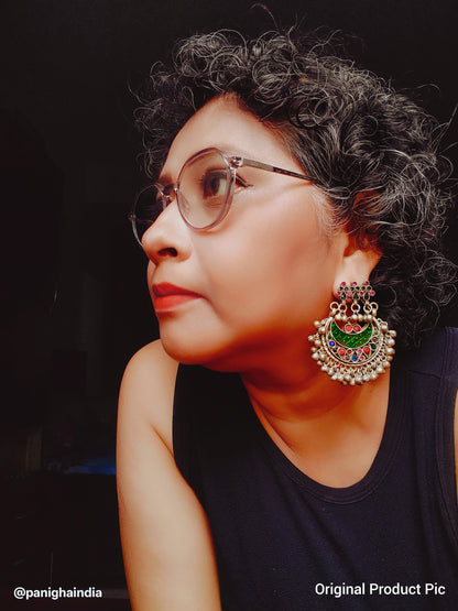 Rang-e-Mah
Vintage Afghan Chandbali - Green