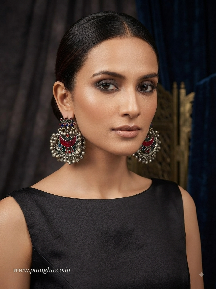 Rang-e-Mah
Vintage Afghan Chandbali - Red