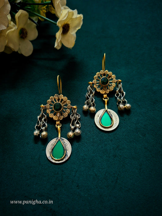 Gul-o-Sikka — Vintage Afghan Earrings (Green)