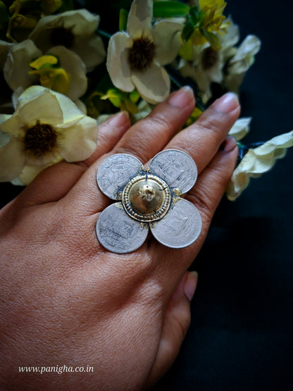 Sikka Phool Vintage Afghan Coin Ring
