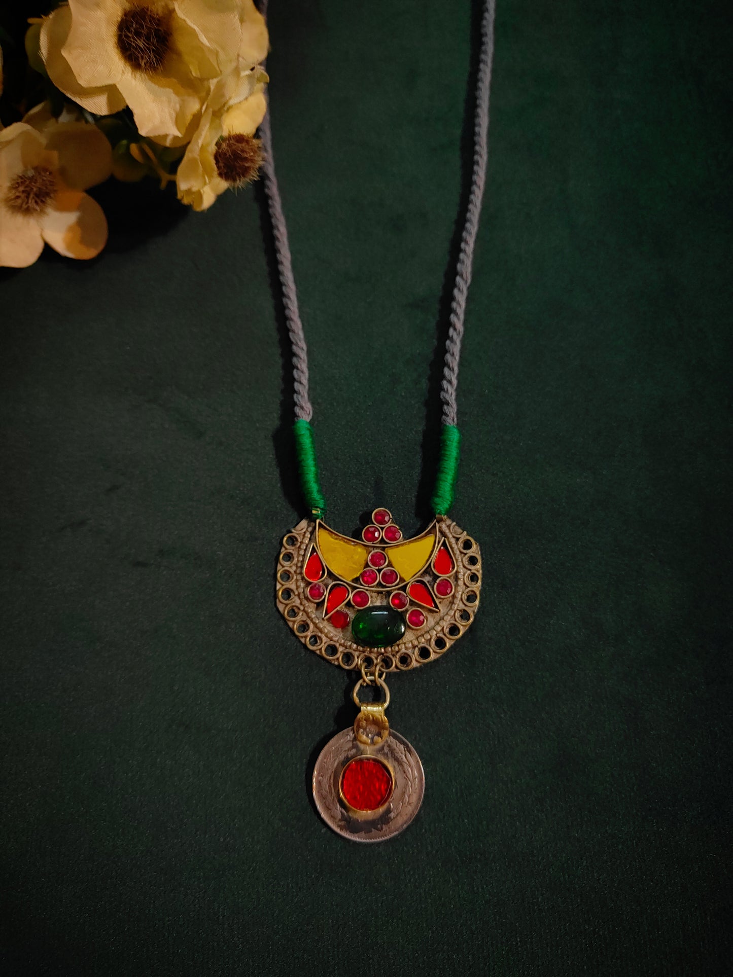 Vintage Afghan Crescent Medallion Neckpiece