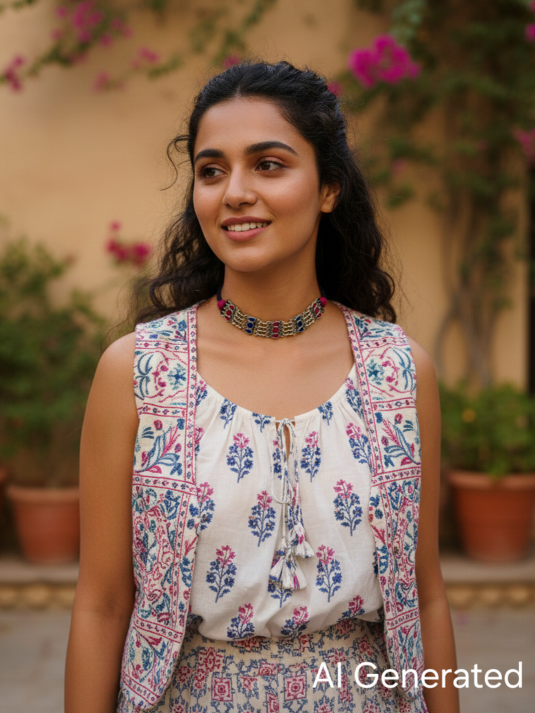 Multicolored Afghan Choker