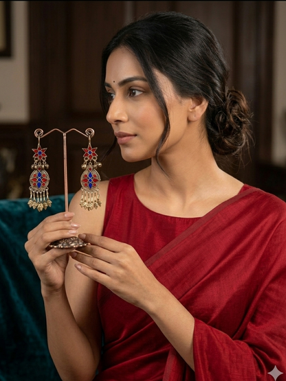 Surkh-o-Neel Afghan Earrings