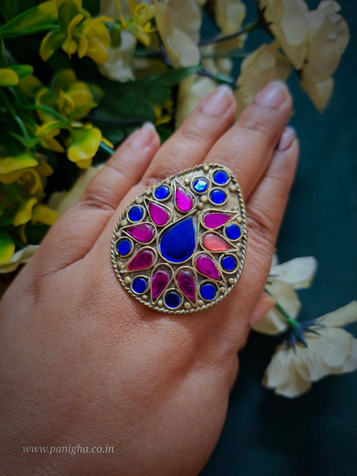 Neel Gulabi Afghan Statement Ring