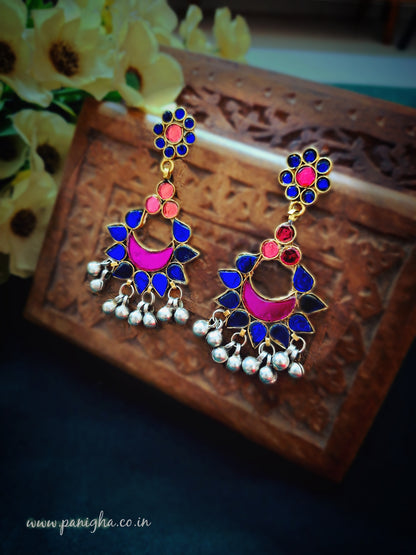 Gulabi-Neel Afghan Earrings