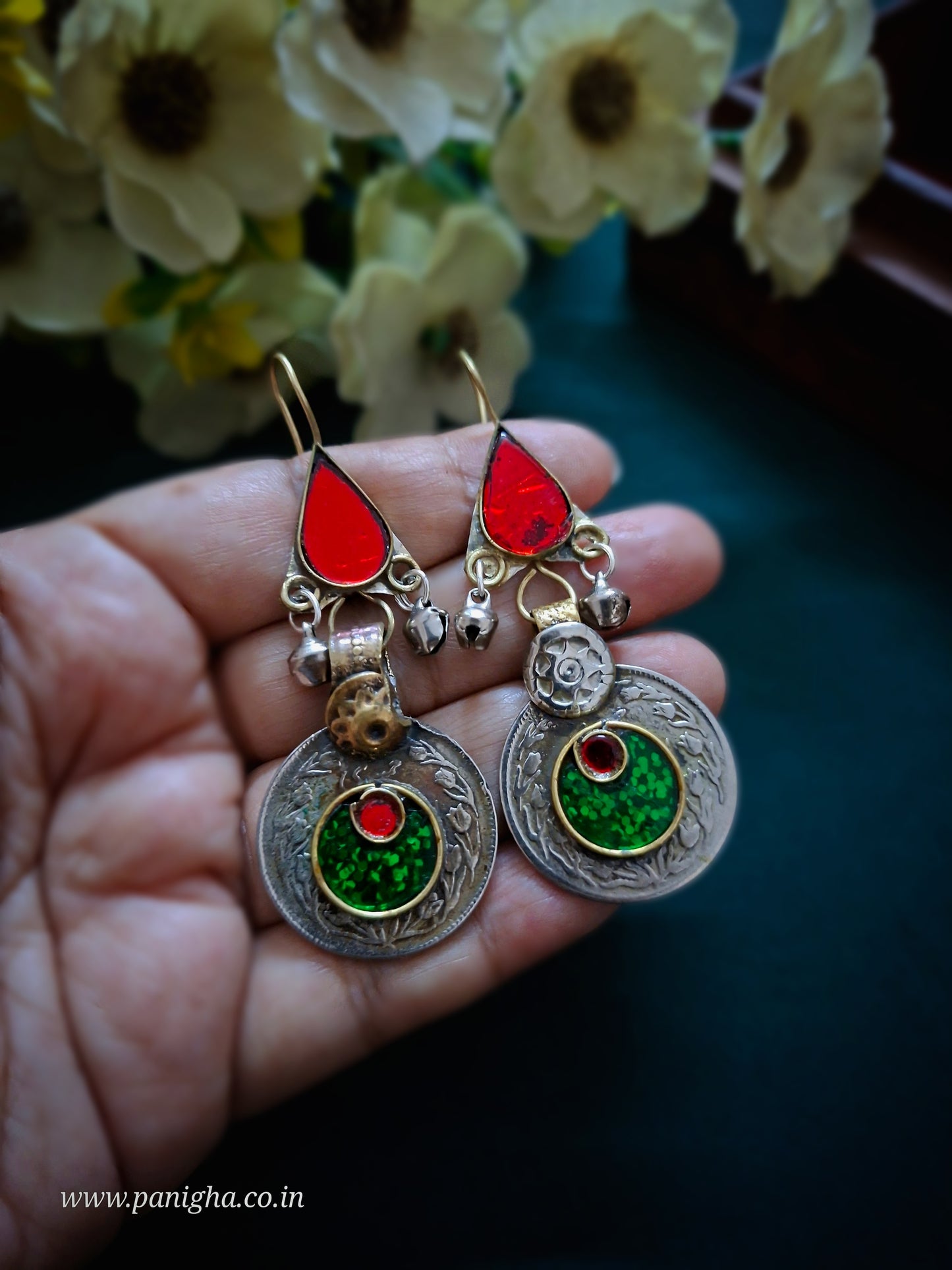 Afghan Rang Coin Earrings – Surkh & Sabz