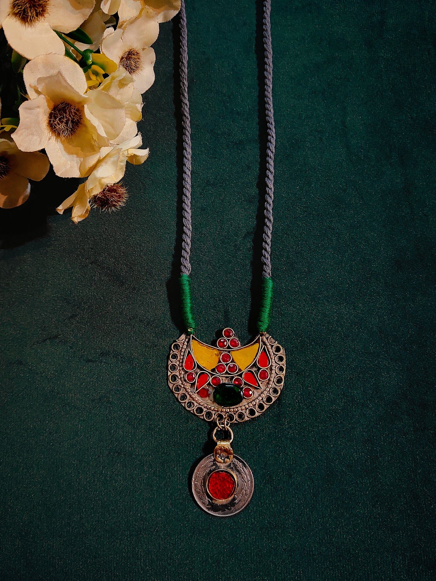 Vintage Afghan Crescent Medallion Neckpiece