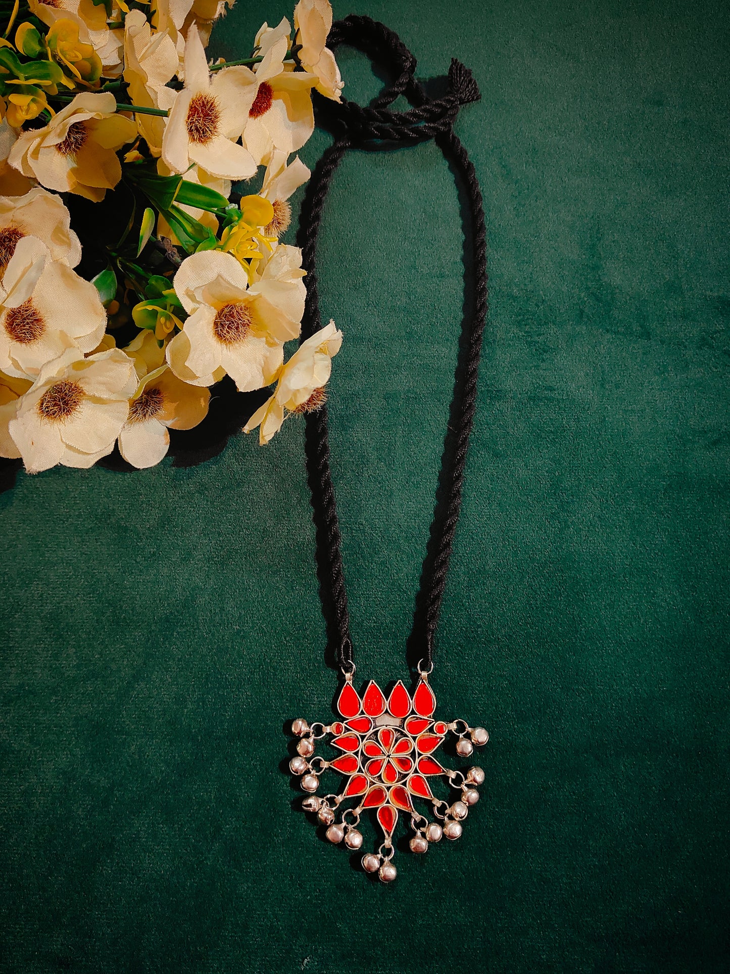 Red Lotus Glass Pendant