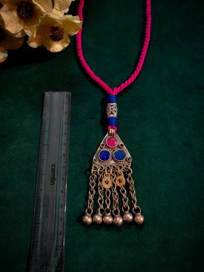 Pink Nomad Afghan Neckpiece