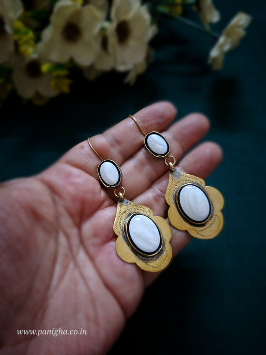 Gul-e-Naz Turkmen Earrings (White)