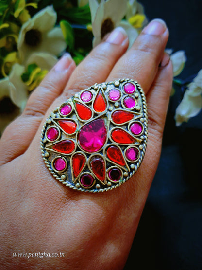 Surkh Gulabi Afghan Statement Ring