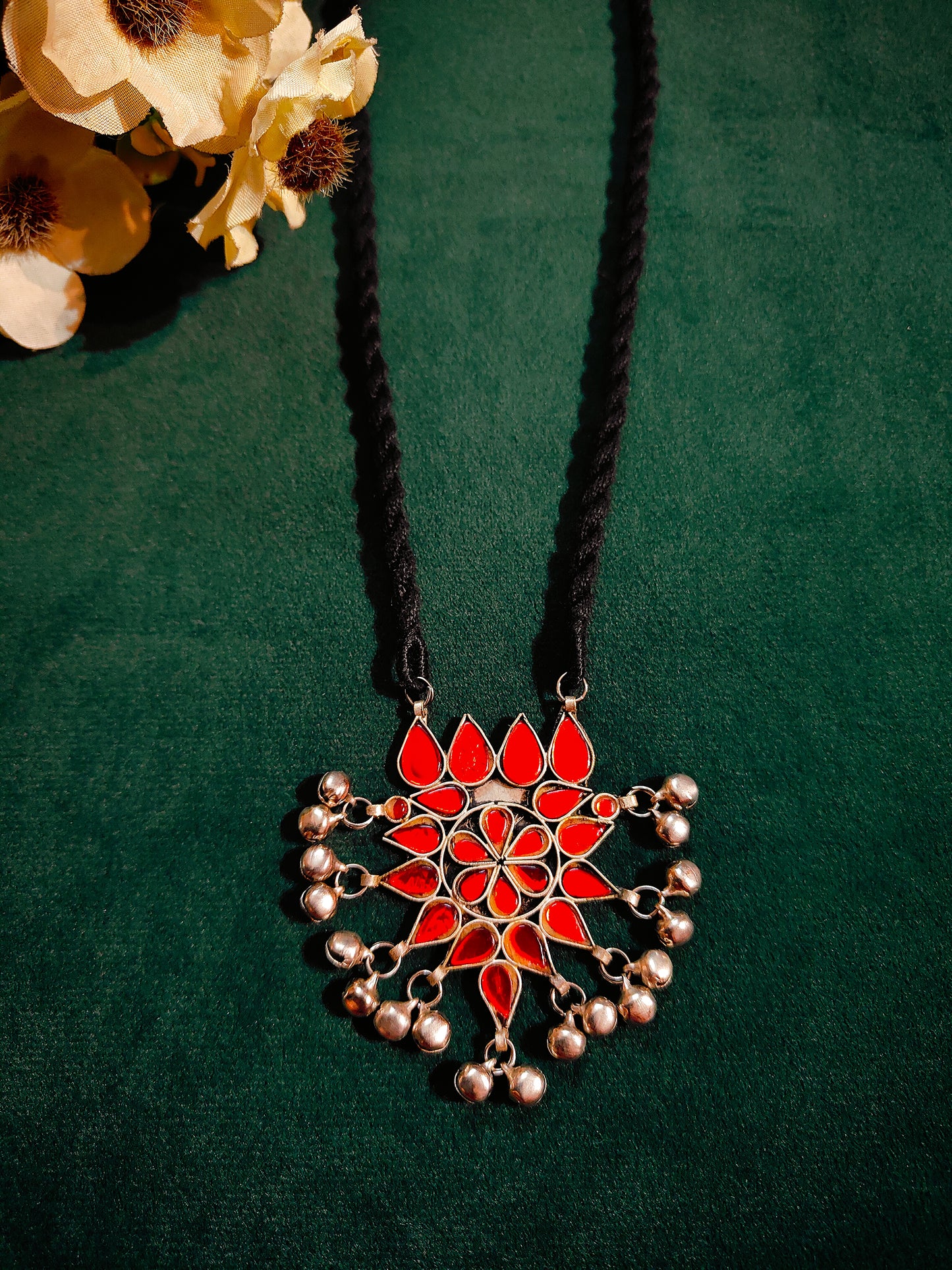 Red Lotus Glass Pendant