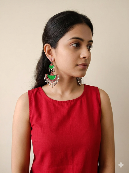Raqs-e-Chand Earrings – Surkh & Sabz
