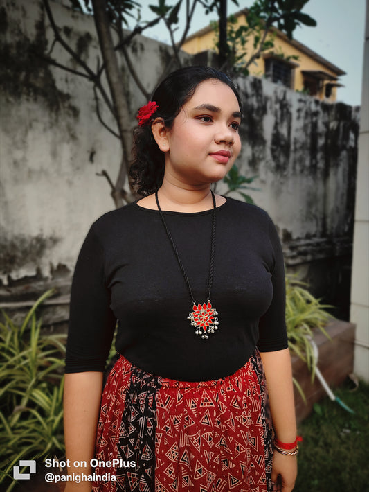 Red Lotus Glass Pendant