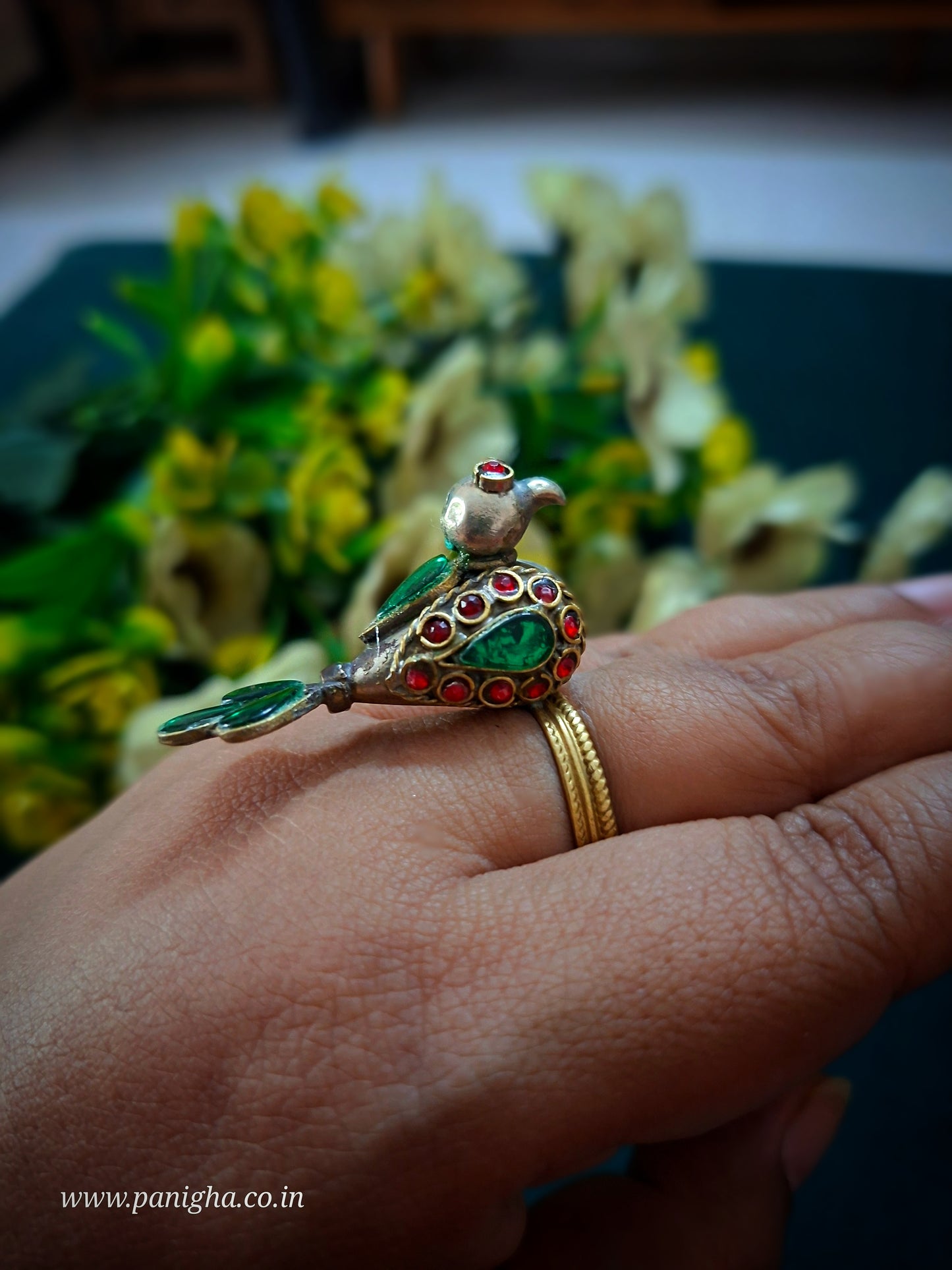 Afghan Bird Ring (Green & Red)