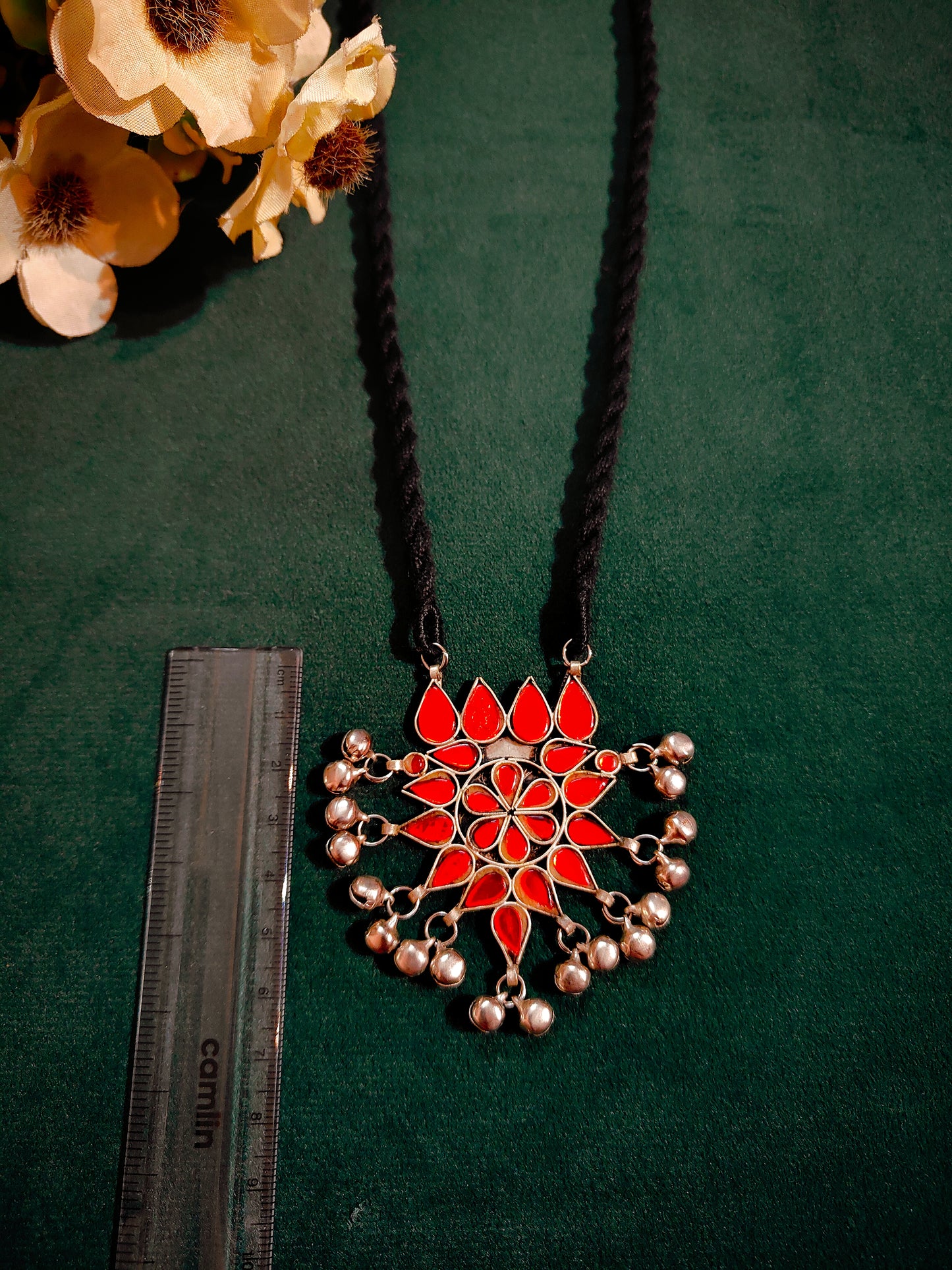 Red Lotus Glass Pendant