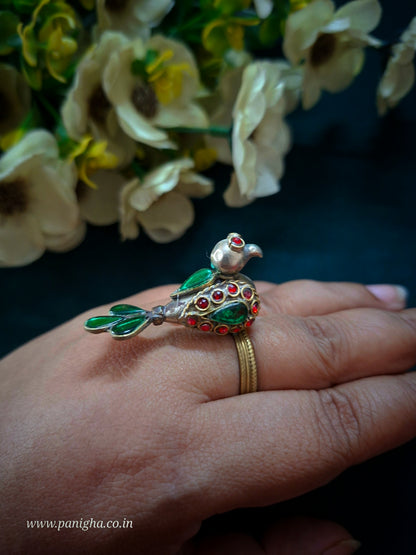 Afghan Bird Ring (Green & Red)