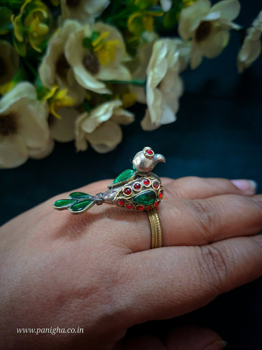 Afghan Bird Ring (Green & Red)