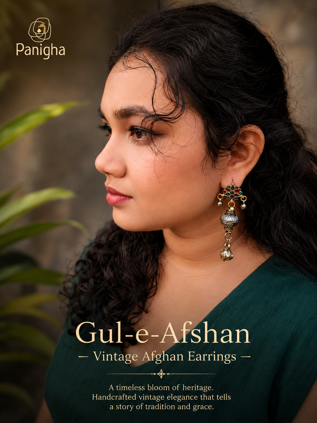 Gul-e-Afshan — Vintage Afghan Earrings (Red & Green)