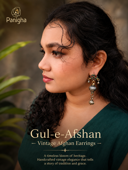 Gul-e-Afshan — Vintage Afghan Earrings (Red & Green)